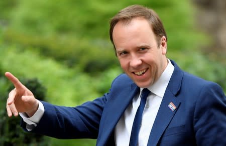 Britain's Secretary of State for Health Matt Hancock is seen at Downing Street in London