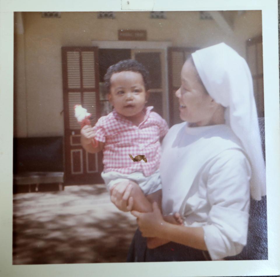 Canh Oxelson as a baby in Sacred Heart Catholic Orphanage in DaNang, Vietnam. In recent years, Oxelson has met others -- the children of Vietnamese mothers and American GI fathers -- who were adopted from Sacred Heart. He has lent his voice to a documentary that seeks to help fellow adoptees from the Vietnam era.