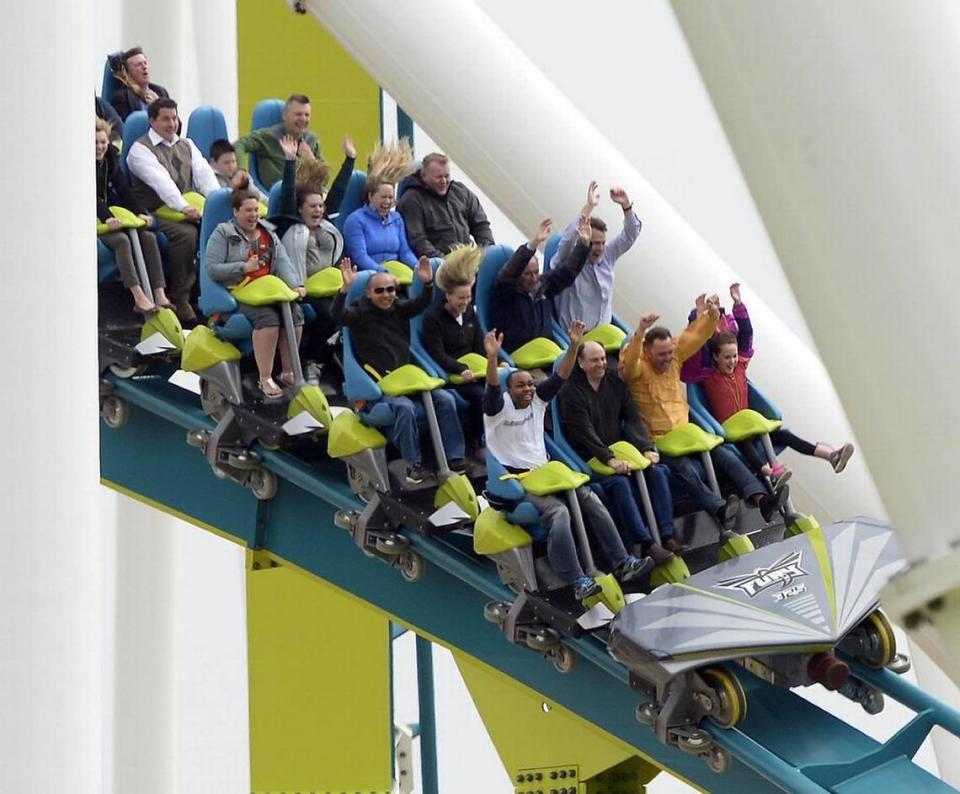 Carowinds, Fury 325 show in this file photo, officially opens May 22 after missing last year’s summer season because of the coronavirus pandemic.