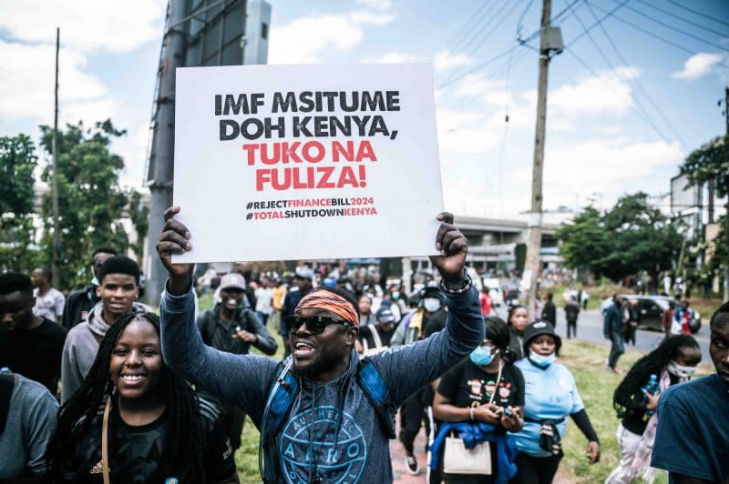 Protesters gather during a nationwide strike to protest against proposed tax increases in downtown Nairobi on June 25. The Interreligious Council of Kenya -- a coalition of nine religious organizations representing Catholics, Protestants, Muslims, and Hindus -- played a quiet role in defusing violence related to the protests. Photo by Sadat Swaka/UPI