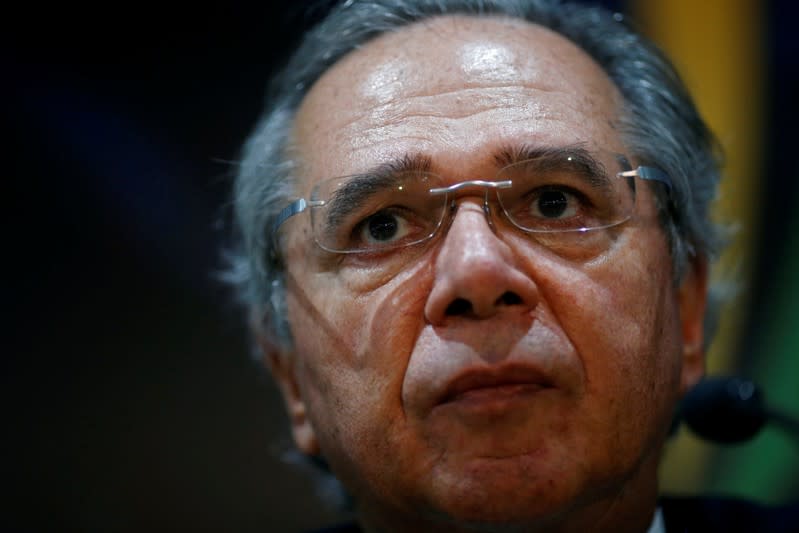 Brazil's Economy Minister Paulo Guedes attends a news conference in Brasilia