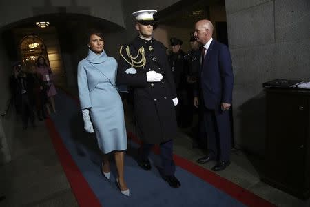 Melania Trump arrives on the West Front of the U.S. Capitol on January 20, 2017 in Washington, DC. REUTERS/Win McNamee/Pool