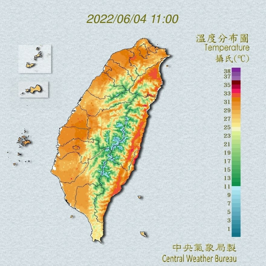 今日全台天氣悶熱。（圖／中央氣象局）