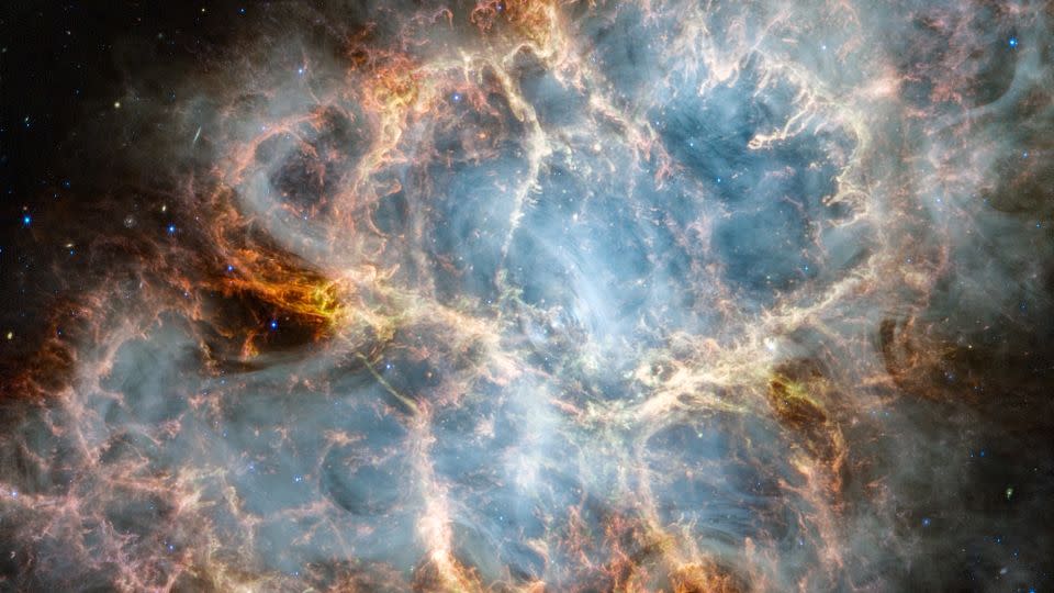 The James Webb Space Telescope spied new details within the Crab Nebula, a supernova remnant. - NASA/ESA/CSA/STScI/Tea Temim