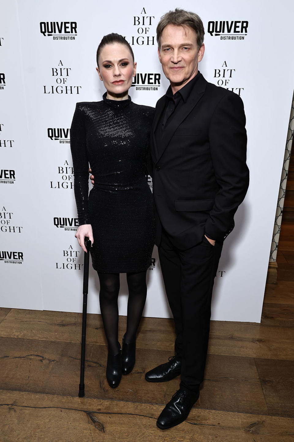 Anna Paquin and Stephen Moyer attend "A Bit Of Light" New York Screening at Crosby Street Hotel on April 03, 2024 in New York City.