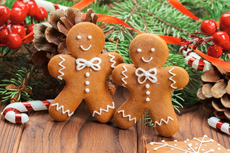 Two gingerbread men.