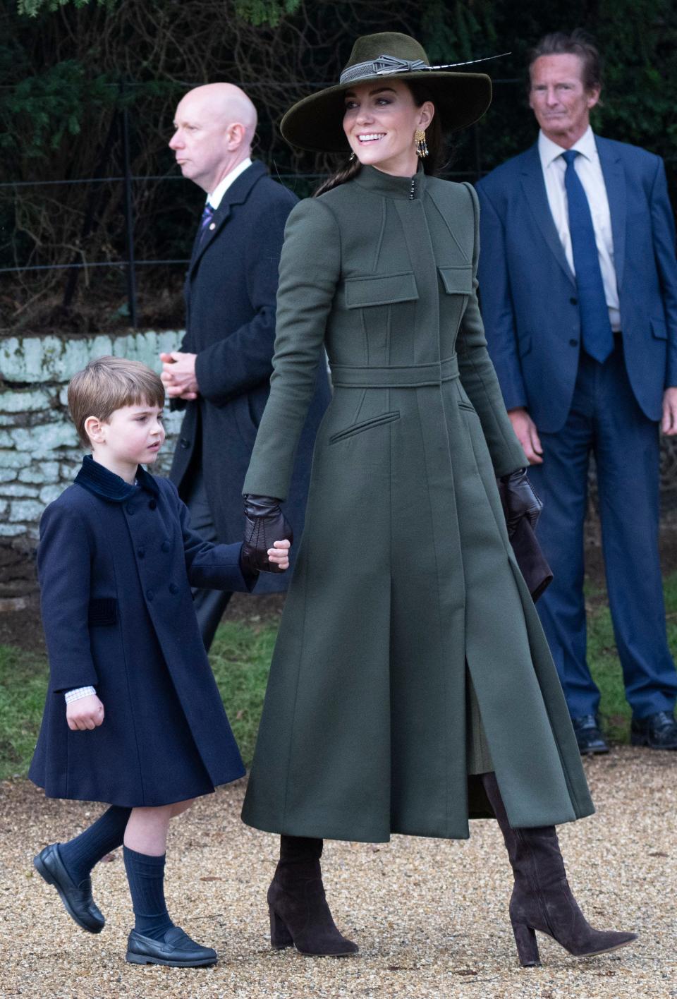 Prince Louis and Kate Middleton attend the Christmas Day Service at St Mary Magdalene Church in December 2022.