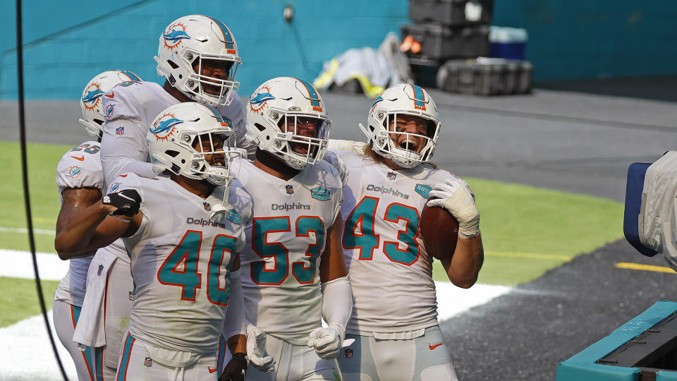 The Miami Dolphins are beginning to put it all together, as they showed in Tua Tagovailoa's NFL debut in Week 8 against the Rams. (Photo by Joel Auerbach/Getty Images) 