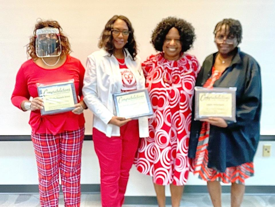 Sheila Jones,  Deirdra Sanders-Burnett,  Shirlie James, and Linda Whitfield,  left to right.