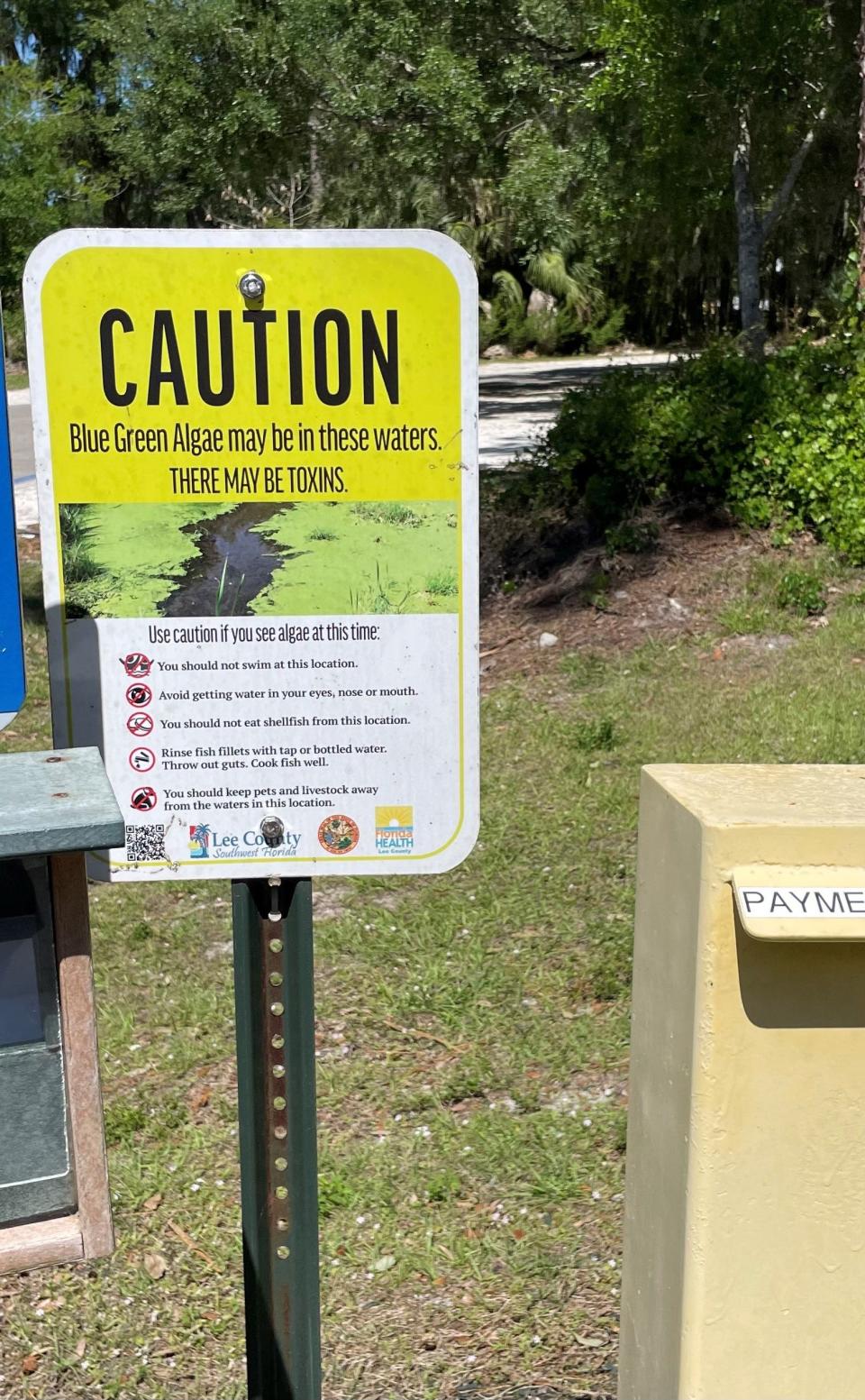 Be careful, the health department sign at the Alva boat ramp warns: there might be cyanotoxins in the water.