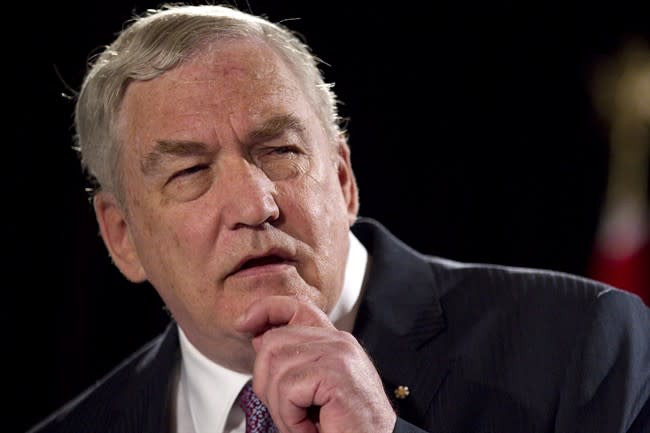 Conrad Black speaks in Toronto on June 22, 2012. A three-justice panel of the Federal Court of Appeal has denied Black's application to personally address a council that will recommend whether he should have his Order of Canada removed.THE CANADIAN PRESS/Chris Young