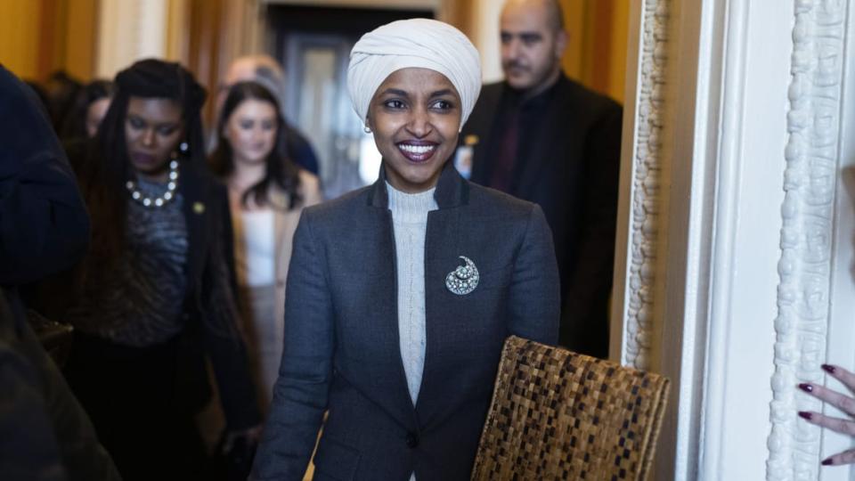 Rep. Ilhan Omar, D-Minn., is seen after the House voted to remove her from the House Foreign Affairs Committee on Thursday, February 2, 2023. (Tom Williams/CQ-Roll Call, Inc via Getty Images)