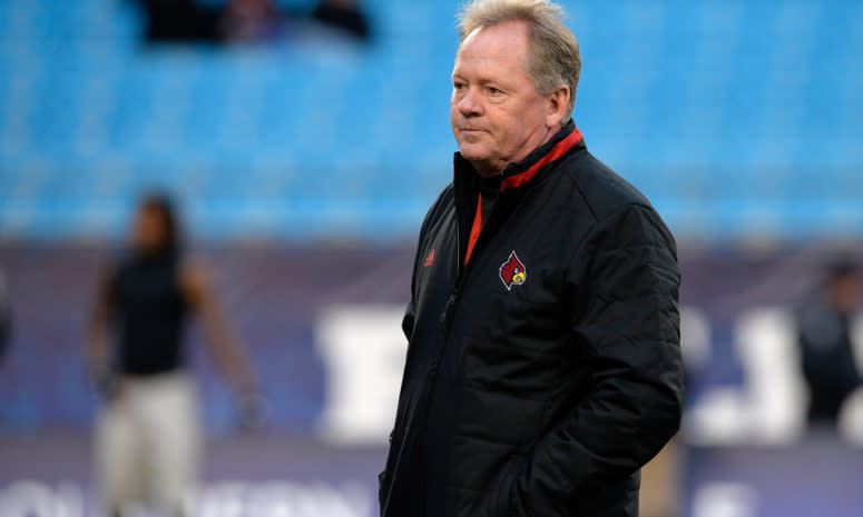 Bobby Petrino ahead of a game for Louisville.