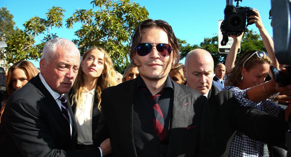 Johnny Depp and his dogs in Australia