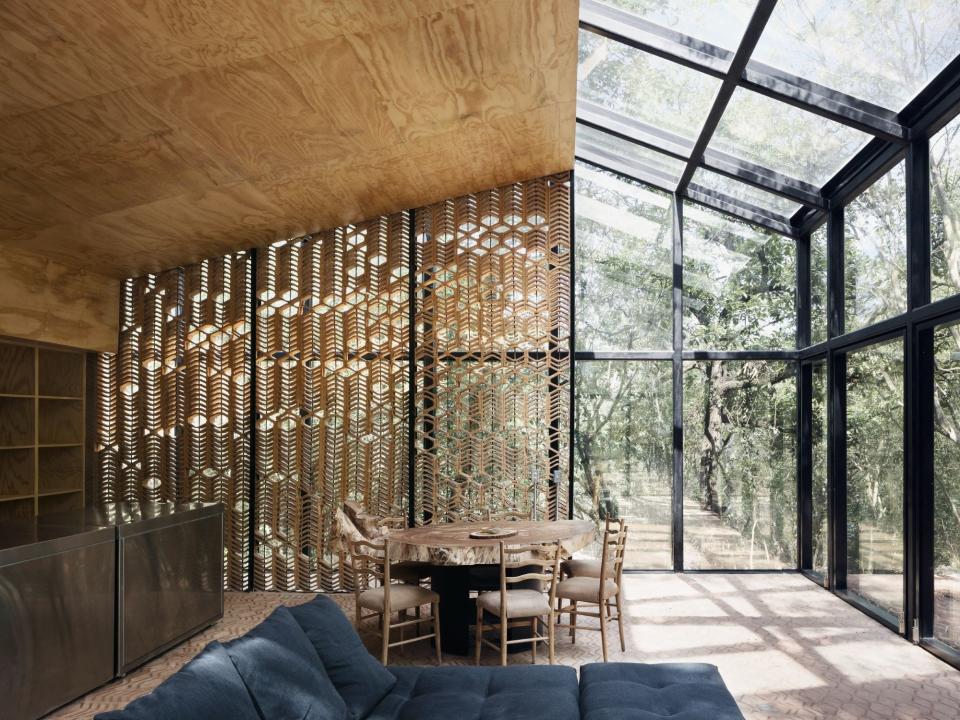 The interior of a private house by Tatiana Bilbao Estudio in San Pedro Garza Garcia, Mexico.