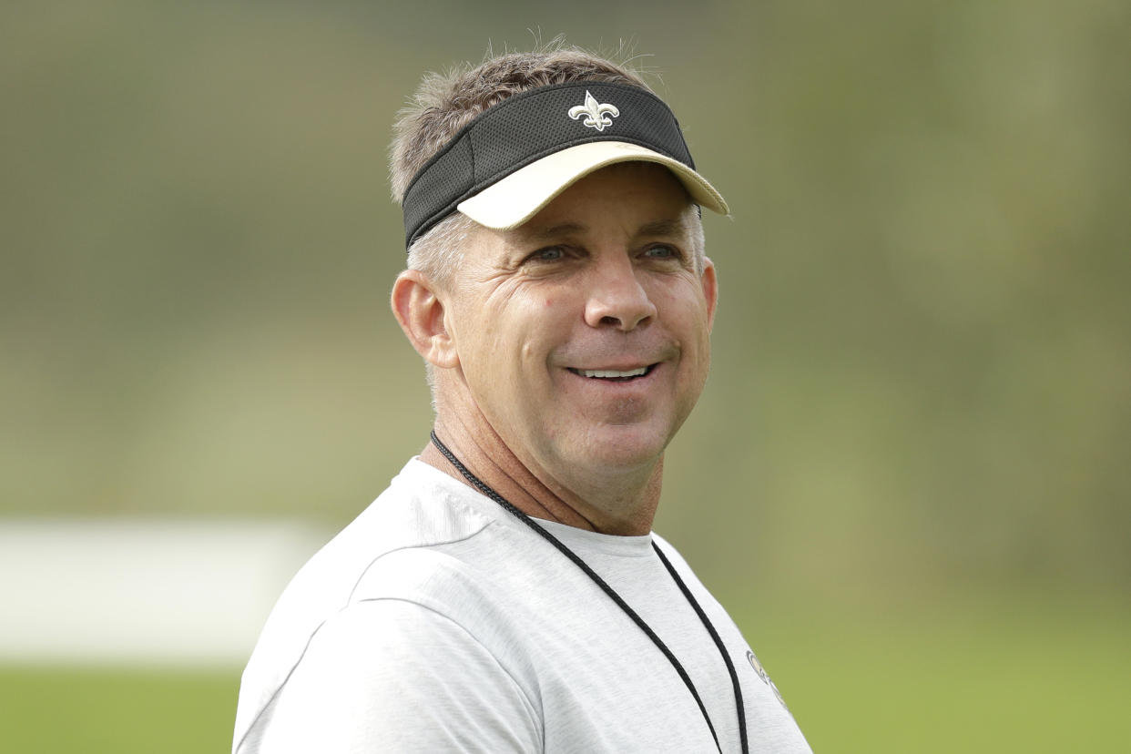 Sean Payton got bored and made a deal on the last day of the draft. (AP Photo/Matt Dunham)