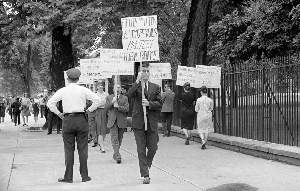 Demonstrators Protesting Treatment of Homosexual in the Military (Bettmann Archive)