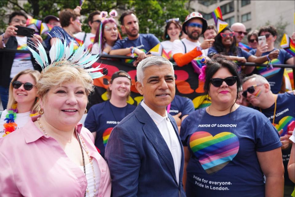 Mayor of London Sadiq Khan and Shadow Attorney General Emily Thornberry join participants for the Pride In London (Getty Images)