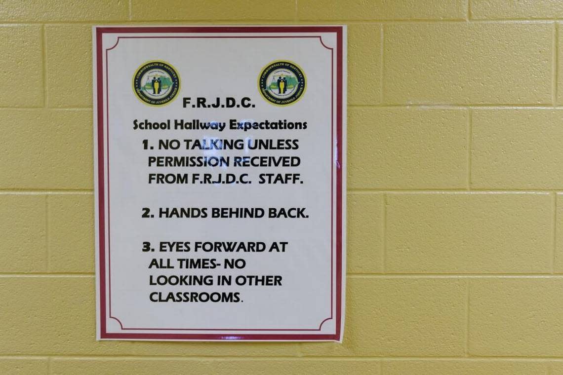 Rules posted in the hallway near the classrooms at the Fayette Regional Juvenile Detention Center on Spurr Road in Lexington.