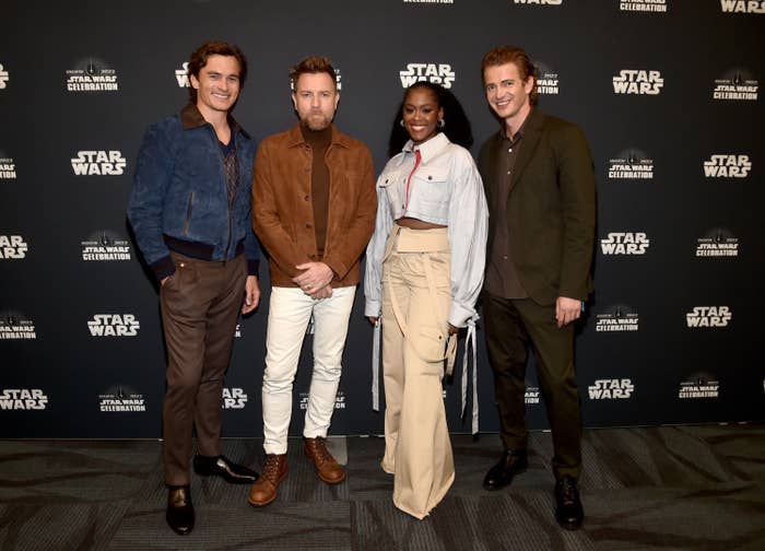 Rupert Friend, Ewan McGregor, Moses Ingram and Hayden Christensen on the red carpet