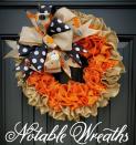 <p><strong>NotableWreaths</strong></p><p>etsy.com</p><p><strong>$54.99</strong></p><p><a href="https://go.redirectingat.com?id=74968X1596630&url=https%3A%2F%2Fwww.etsy.com%2Flisting%2F1048651639%2Ffall-burlap-wreath-for-front-door-fall&sref=https%3A%2F%2Fwww.goodhousekeeping.com%2Fholidays%2Fhalloween-ideas%2Fg4602%2Foutdoor-yard-halloween-decorations%2F" rel="nofollow noopener" target="_blank" data-ylk="slk:Shop Now;elm:context_link;itc:0;sec:content-canvas" class="link ">Shop Now</a></p><p>A cute wreath will be the star of your front door as soon as you hang it up this fall.</p>