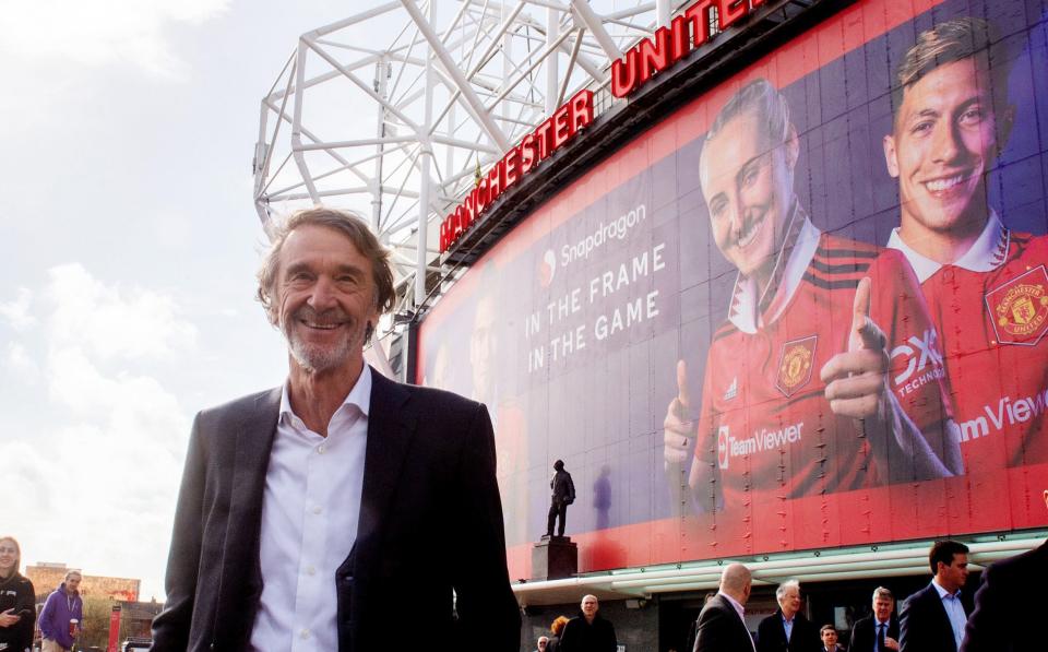 Sir Jim Ratcliffe outside Old Trafford