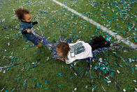 <p>Children of Philadelphia Eagles’ Will Beatty celebrate after winning Super Bowl LII REUTERS/Kevin Lamarque </p>