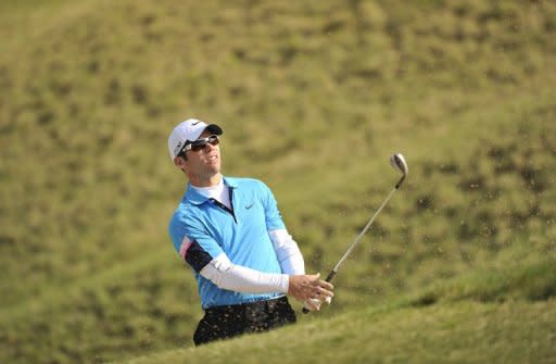 English golfer Paul Casey hits a bunker shot during day two of the Ballantine's Championship at the Blackstone Resort in South Korea on April 27. Casey told AFP he is still hunting for the missing "edge" that put him among golf's elite after three years of injury problems, including a snowboarding accident, knocked his career sideways