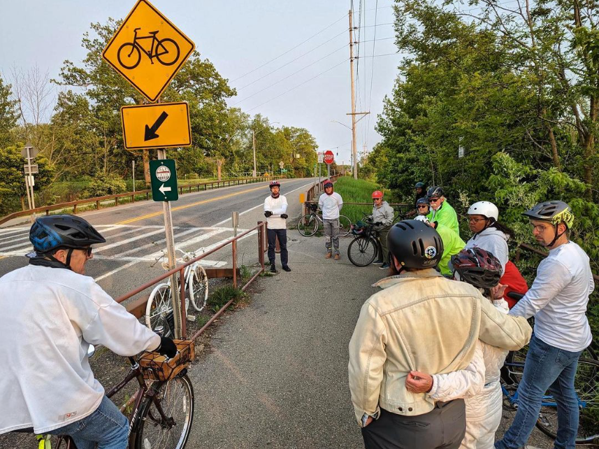 An Instagram post on May 17, 2022 from @elmirabikes. The caption reads: “We stopped and paid our respects to Charlie and all the others we’ve lost. We deserve a world beyond cars.”