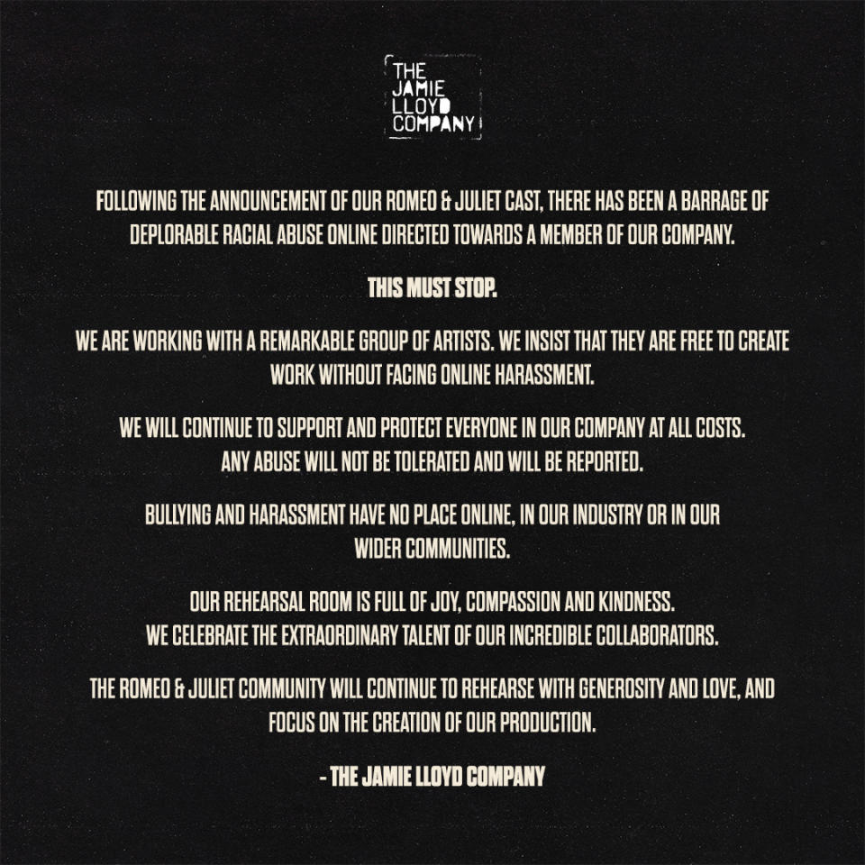 The Jamie Loyd Company statement