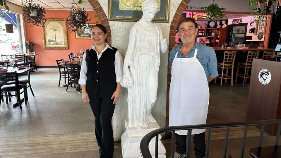 Owner Marina Garofalo and executive chef Lorenzo Amato stand in the dining room of Cafe di Lorenzo, 608 14th St. W., Bradenton.