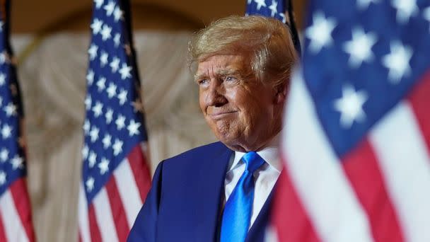 PHOTO: Former President Donald Trump speaks at Mar-a-lago on Election Day in Palm Beach, Fla., Nov. 8, 2022. (Andrew Harnik/AP)