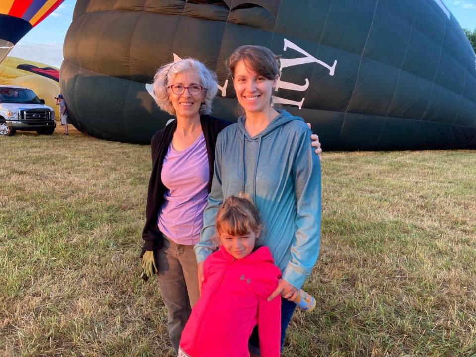 June Lanza of Green Brook, her daughter Tracie Lantz of Florida and granddaughter Jessie Lantz at the 39th annual New Jersey Lottery Festival of Ballooning at Solberg Airport in Readington.