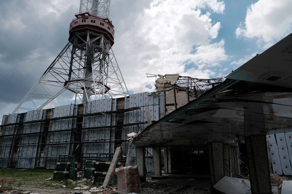 An airstrike on Kyiv’s TV tower in March 2022.<span class="copyright">The Yomiuri Shimbun/AP</span>