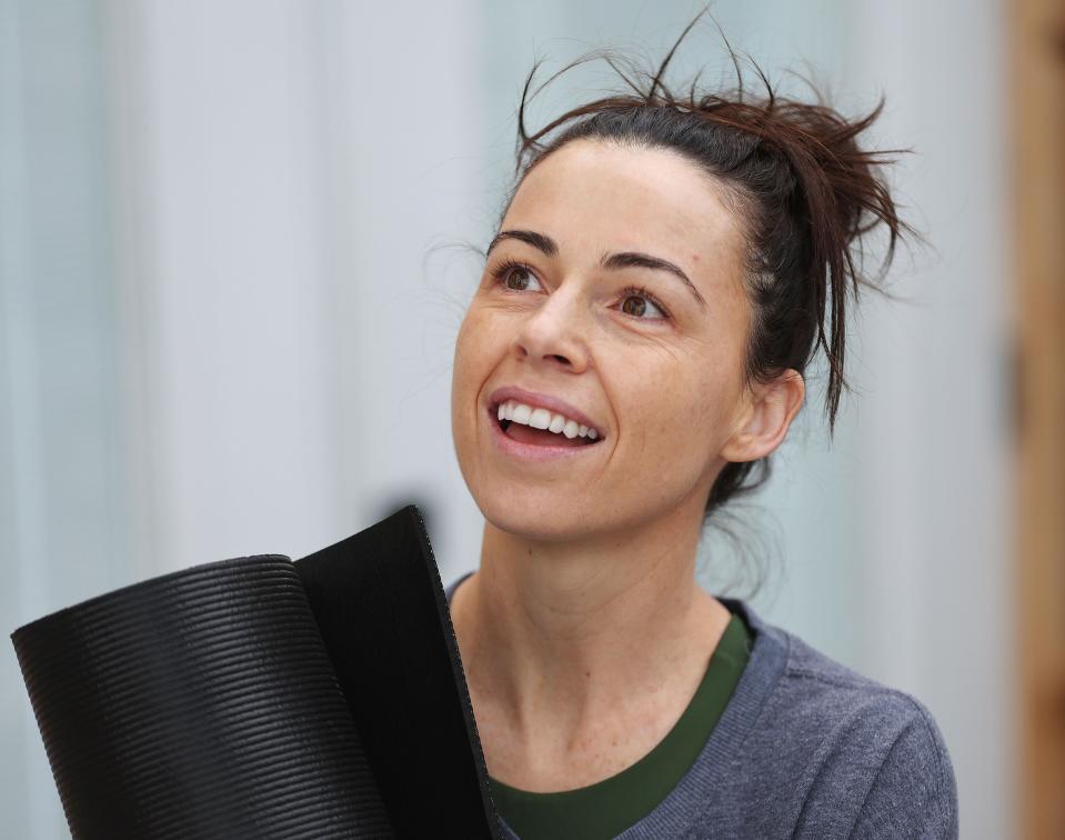 Bija Yoga and Wellness patron Holly Semamoff smiles prior to a class in Orem on Sunday, Jan. 22, 2023. | Jeffrey D. Allred, Deseret News