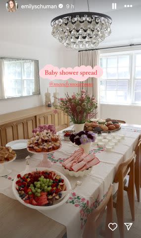 <p>Emily Schuman/Instagram</p> Emily Schuman posts from Mandy Moore's baby shower.