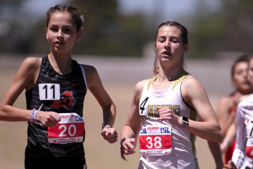 Amarillo High’s Sierra Cornell competes in the 800 meters during the Region I-5A track and field meet, Saturday, April 29, 2023, at Lowrey Field. 