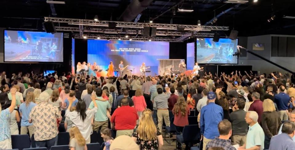 International House of Prayer-Kansas City followers pack Forerunner Church in Grandview on May 19 for its final worship service.