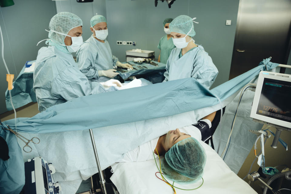 A woman having a C-section