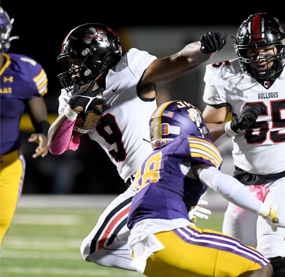 McKinley wide receiver Dante McClellan for a long run in the third quartrer to set up a touchdown at Jackson. Friday, Oct. 6, 2023