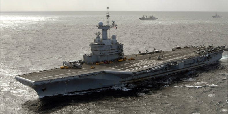 The French aircraft carrier Charles de Gaulle (R91) underway in 2009