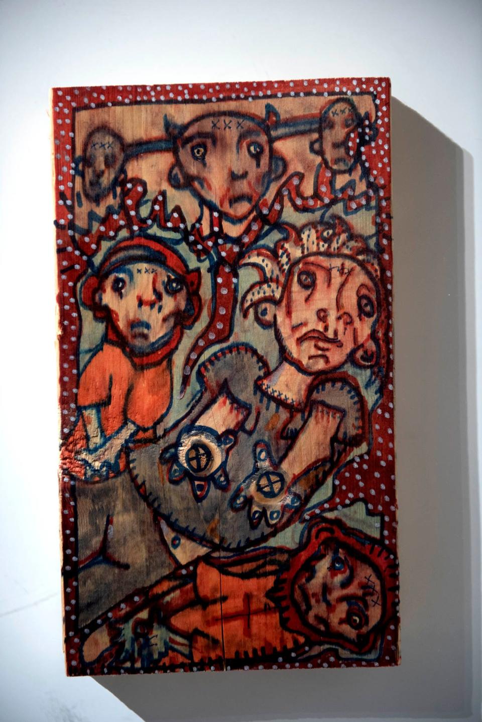 "Icon on Wood," (2000-04), by Ryan Licht Sang. This work is part of the Ryan Licht Sang Bipolar Foundation Insights VI exhibit.