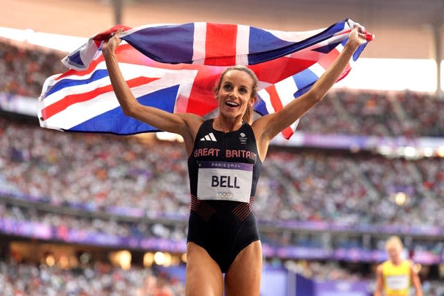 Georgia Bell celebrates with the Union flag