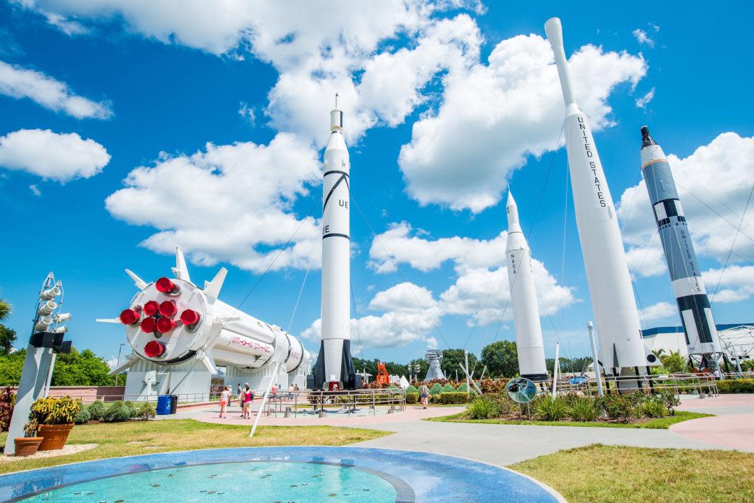 Kennedy Space Center Rocket Garden view on Merritt Island.