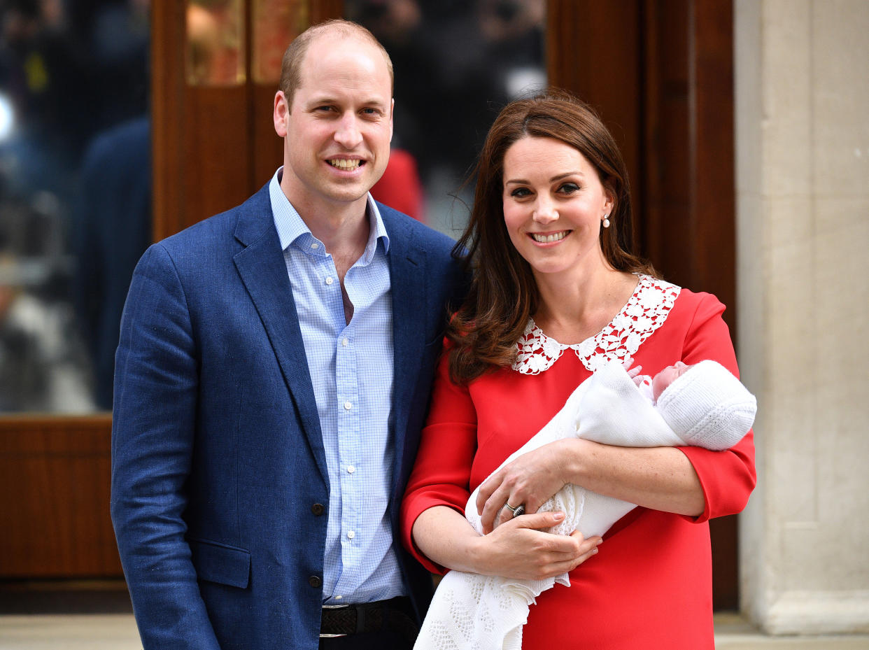 The Duke and Duchess of Cambridge emerged with their new son [Photo: Getty]