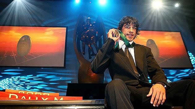 JT with the 2007 Dally M medal. Pic: Getty