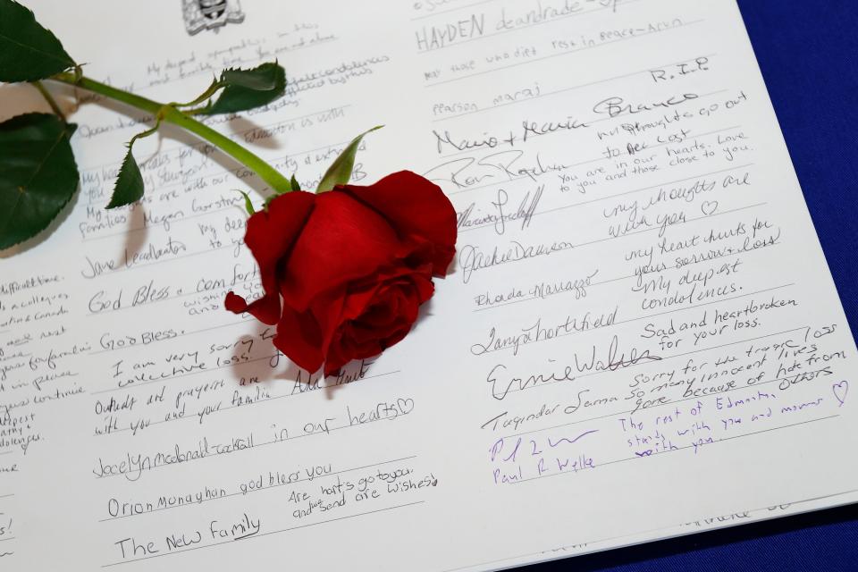 Edmontonians left condolences in a book at the Edmonton City Hall for the people on the Ukraine International Airlines flight that was shot down in Iran.