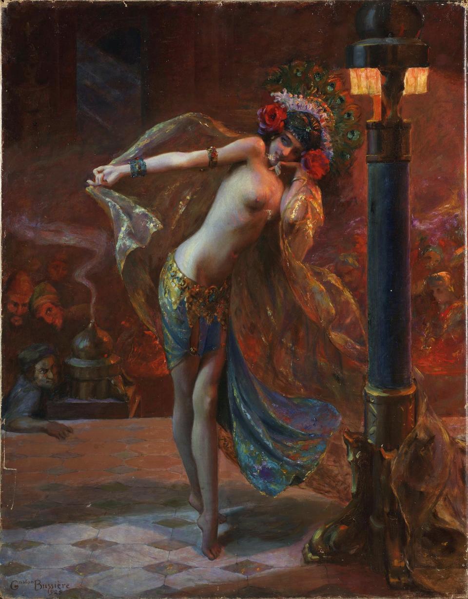 <span class="caption">La danza de los siete velos, por Gaston Bussière (1925).</span> <span class="attribution"><a class="link " href="http://creativecommons.org/licenses/by/4.0/" rel="nofollow noopener" target="_blank" data-ylk="slk:CC BY;elm:context_link;itc:0;sec:content-canvas">CC BY</a></span>