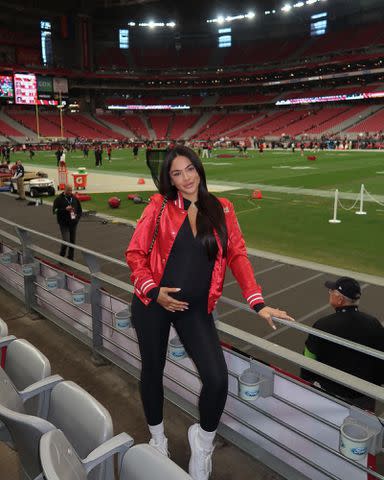 <p>Sydney Warner Instagram</p> Sydney Warner at a game 28 weeks pregnant.