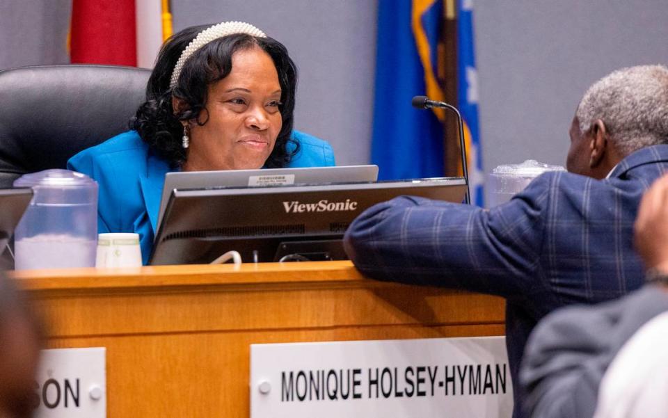 Former Durham City Council Member Monique Holsey-Hyman has sued the city and developer Jarrod Edens over a discredited extortion allegation made in 2023.